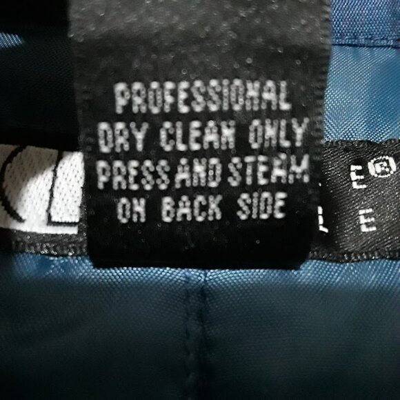 100% Silk Carole Little Blue Quilted Black Floral Sequins Jacket Size Large - Picture 5 of 6